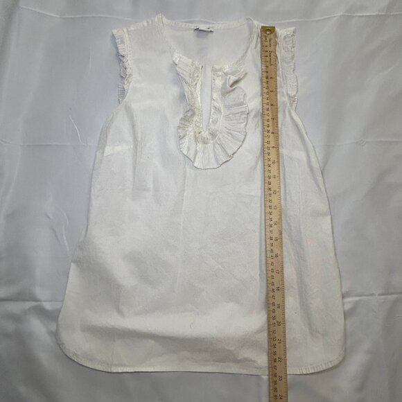 J.Crew Factory End-On-End Ruffle Front Shell in White - Size 0 - Picture 6 of 10